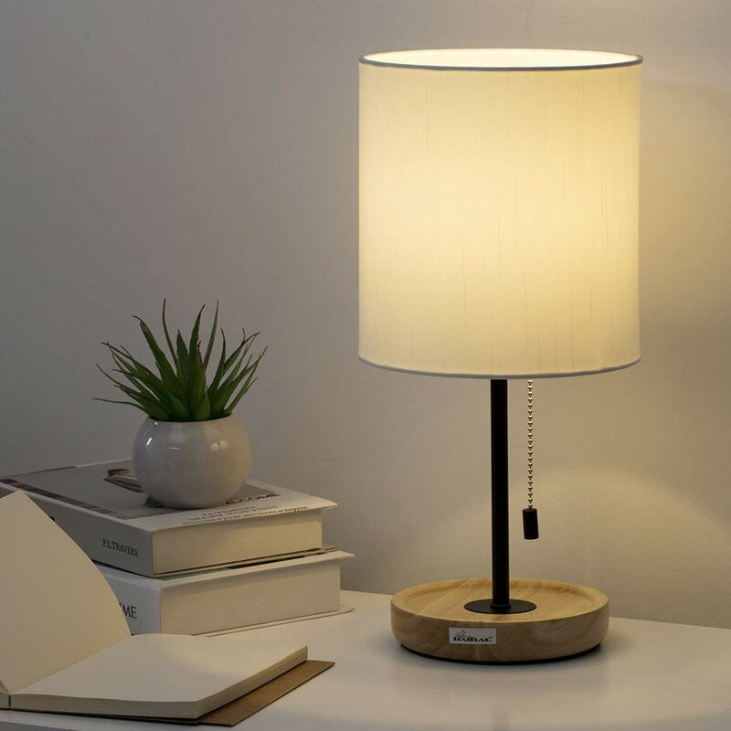 Haitral 17.3" Light Brown Bedside Table Lamp | Wayfair